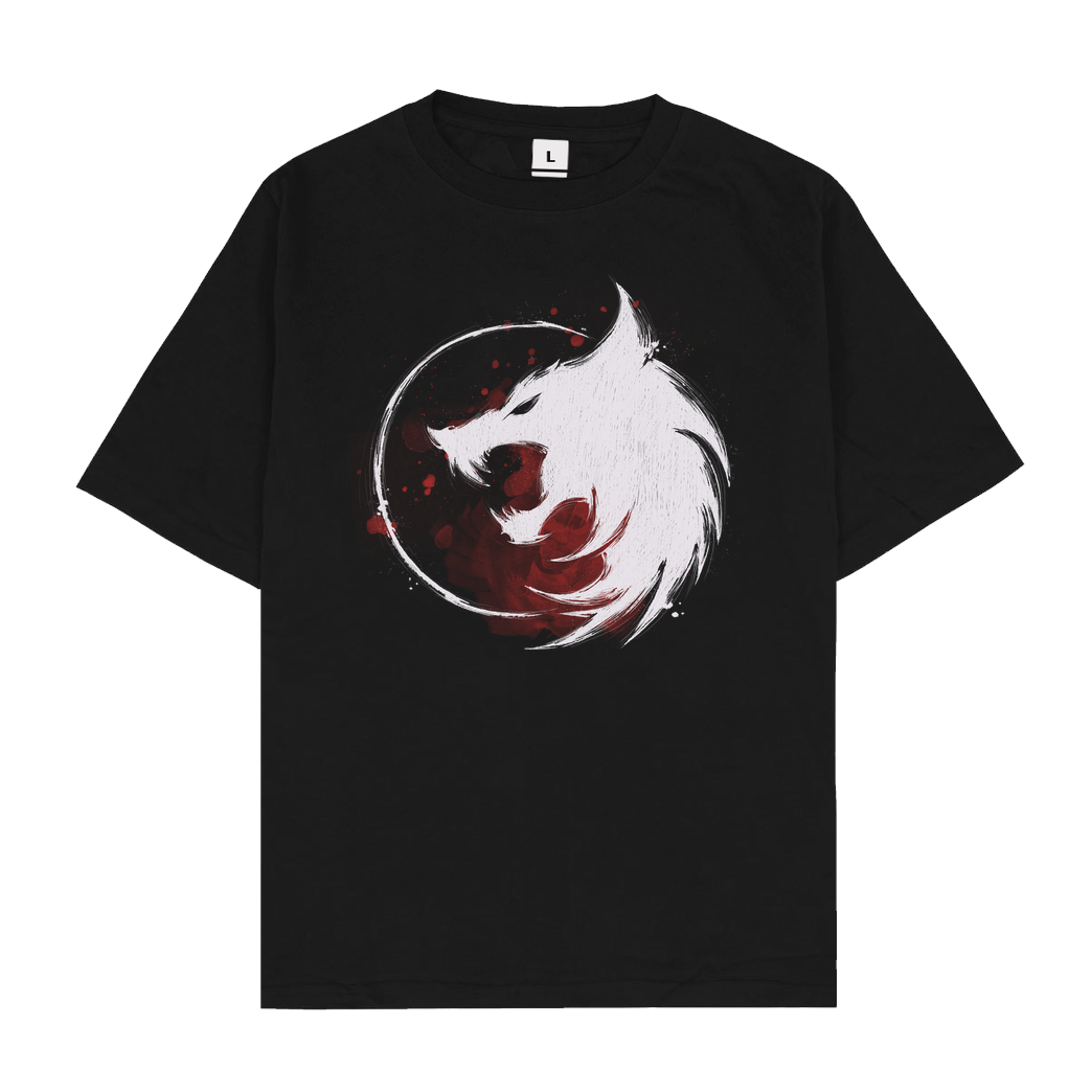 xMorfina White Wolf T-Shirt Oversize T-Shirt - Black