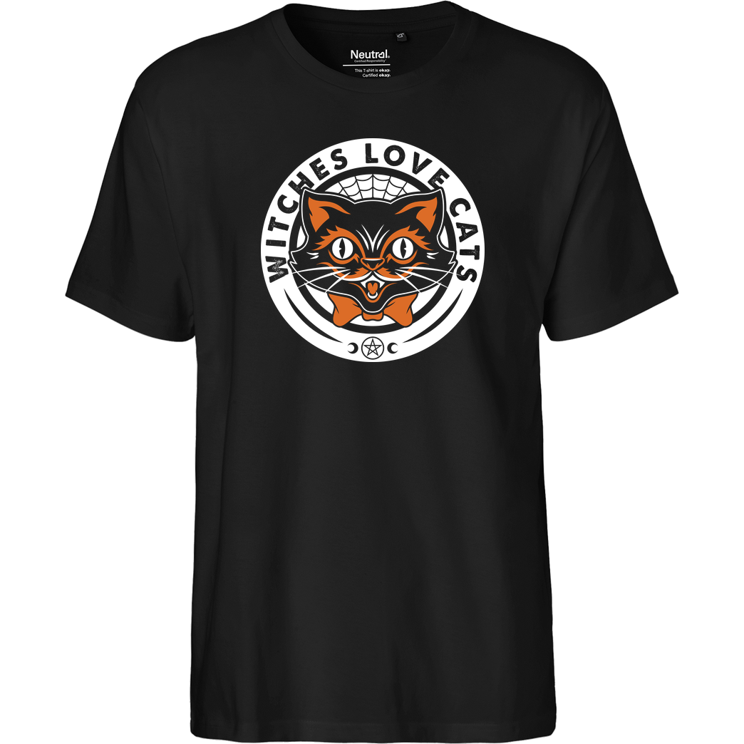 Nemons Witches love Cats T-Shirt Fairtrade T-Shirt - black