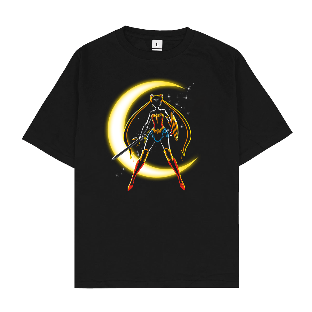 Andriu Ilustracion Wonder Moon T-Shirt Oversize T-Shirt - Black